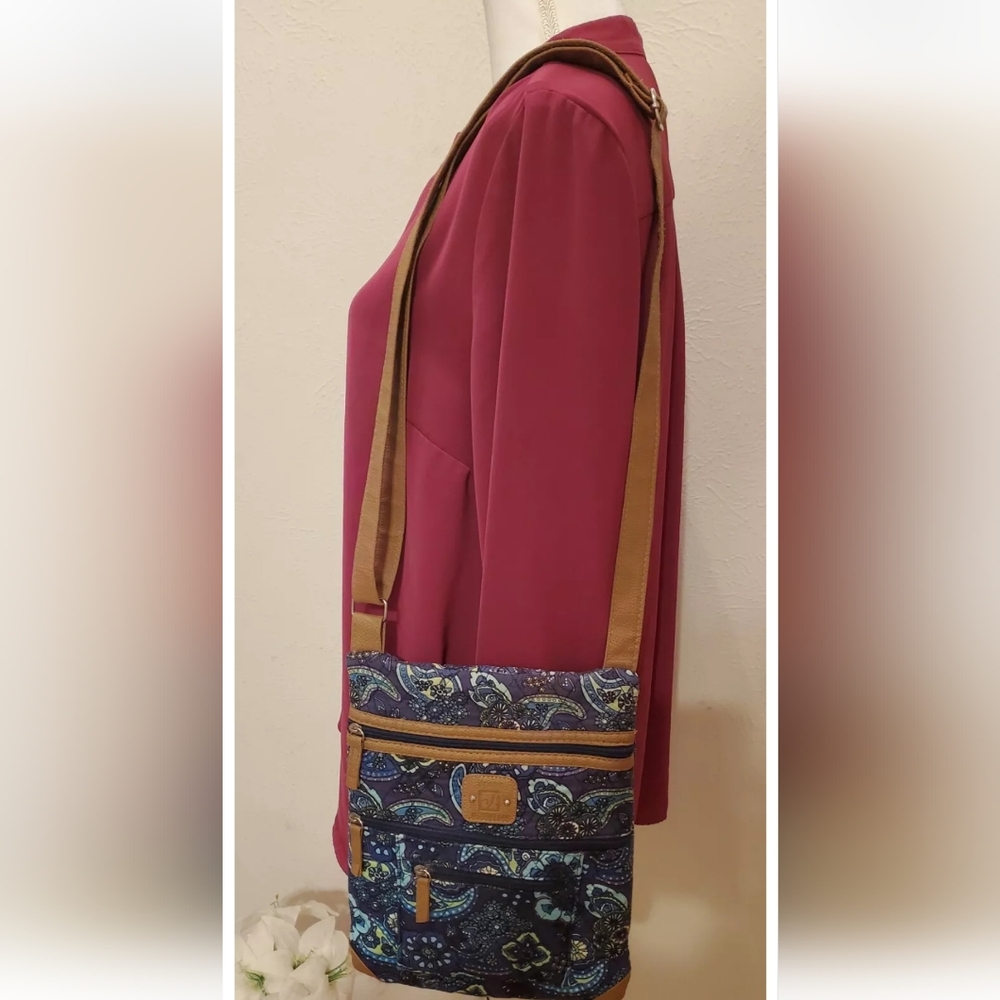 Stone Mountain Crossbody Quilted Leather Bag-Purse Purple Paisley Floral Prairie